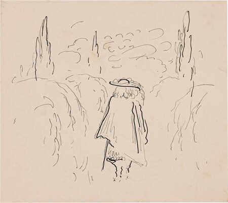 Бехтеев Владимир Георгиевич. Лот из 19 иллюстраций к роману Т. Готье «Девица Мопен» на 16 листах, на оборотной стороне наброски (для издательства Academia)